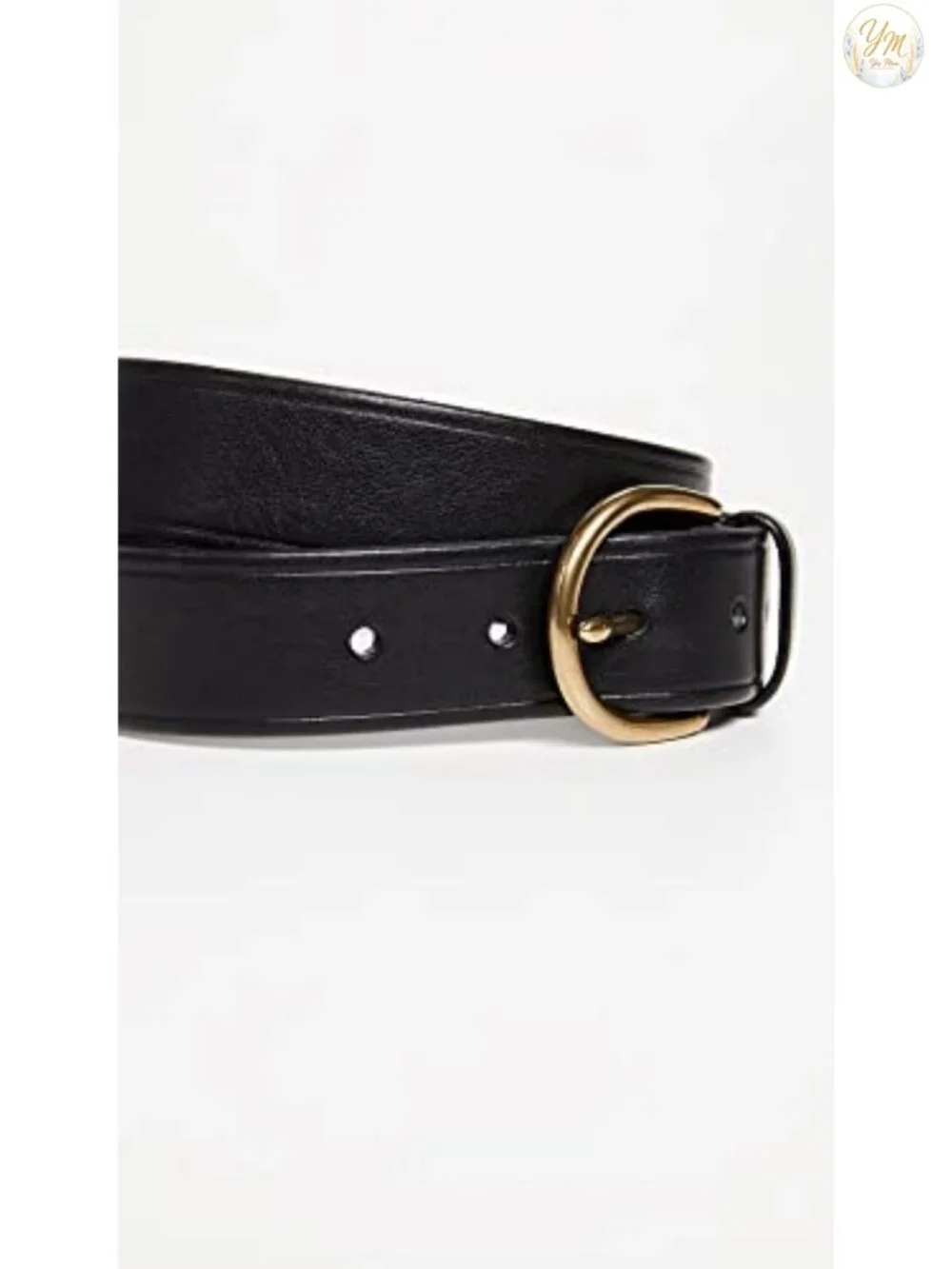 Genuine Leather Belt with Gold-Tone Buckle for Women